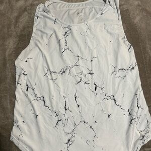 BuffBunny Limitless Flow White Marble Tank Top, XL